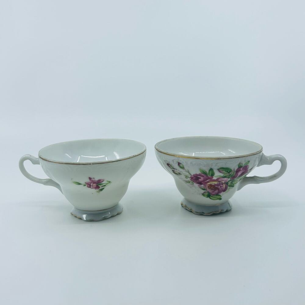 VTG White Rosebud Tea Coffee Cup And Saucer Porcelain 4-Piece Set Made In Japan